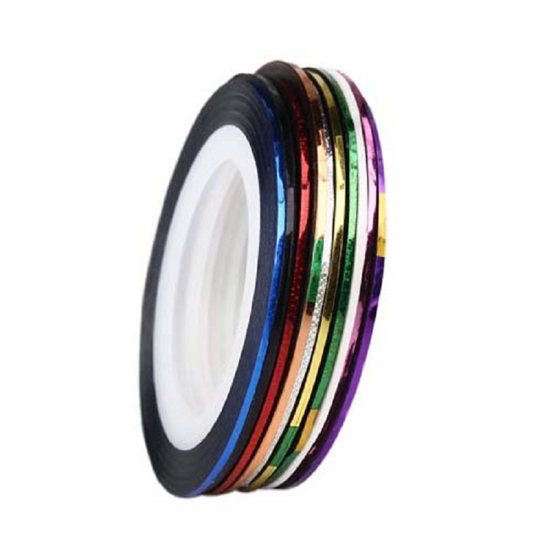 Image of Fantastic 10 Roll Mix Color Metallic Nail Art Tape Lace Line Striping Decoration Sticker For UV Gel Polish