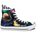 Wen Original Hand Painted Canvas Shoes Space Galaxy Tardis Doctor Who Man Woman s High Top