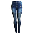 Free Shiping New Arrival Ripped Jeans Elastic Women Fold Vintage Jeans Slim Zipper Casual Pencil Pants