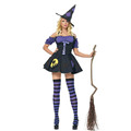Fashion Woman Halloween Costume Evil Witch Cosplay Fancy Dresses With Hat No Stockings Happy Holiday Role