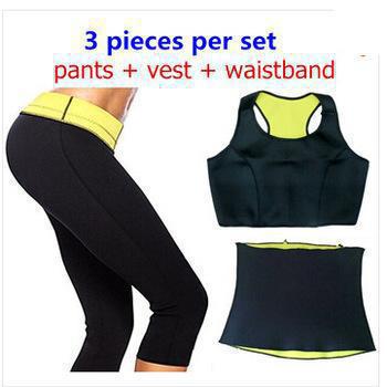 Image of ( Pants+Vest+Belt) HOT Selling Super Stretch Neoprene Shapers Sports Clothing Sets Women's Slimming Pants Modeling Girdle Body