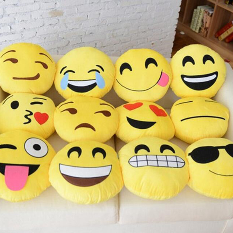 Image of 15 Styles Soft Emoji Pillow Smiley Emoticon Yellow Round Cushion Pillow Stuffed Plush Toy Doll Christmas Present Free Shipping