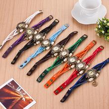 2015 Fashion Punk Style Women Watches Round Pendant Vintage Leather Band Wristwatch Drop Shipping WH 077