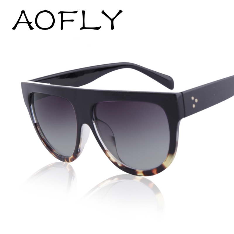 Image of AOFLY 2016 Fashion Sunglasses Women Flat Top Style Brand Design Vintage Sun glasses Female Rivet Shades Big Frame Shades UV400