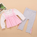 2015 spring autumn cute t shirts pants 2pcs baby girl clothes set cotton princess clothing set