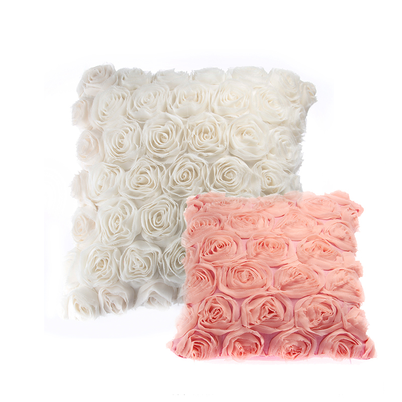 40x40cm Square Chiffon Pillowcase Home Decorative Rose Flower Pillows Cover Pink/Beige-in Pillow ...