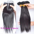 Silk Base Closure With Bundles Malaysian Virgin Hair With Closure Straight 4 Pcs Hair Extension With