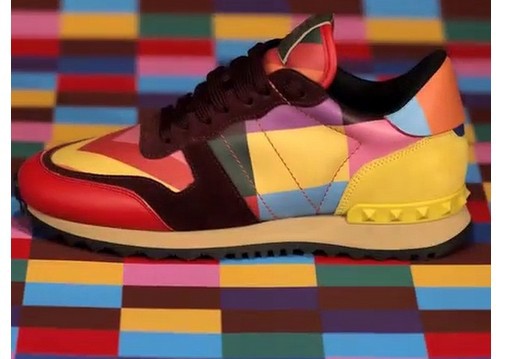 fashionville hot U247 34 GENUINE LEATHER RAINBOW STUD SNEAKER SHOES