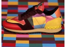 fashionville hot U247 34 GENUINE LEATHER RAINBOW STUD SNEAKER SHOES
