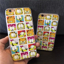 FOR Garfield cartoon iPhone6s cute couple phone shell Apple 6plus embossed silicone protective sleeve all-inclusive