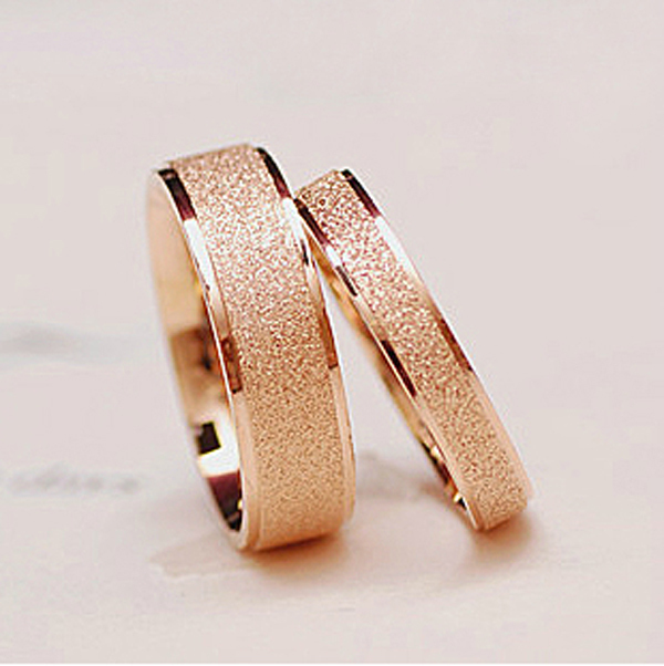Matte titanium steel rose gold-plated ring finger ring tail ring of men and women in wedding jewelry
