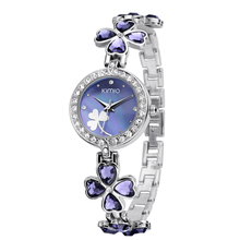 KIMIO Women Crystal Watch Elegant Crystal Watch for Lady Dress Watches Lucky Four leaf Clover Design