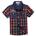 2016 Summer New Fashion 100 Cotton Shirt for Boys Child Short sleeve Plaid Shirt for Kids