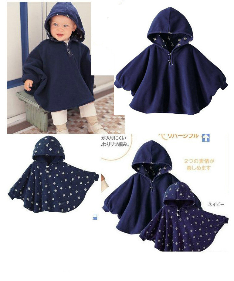 100 New 2016 Fleece Combi Baby Coat Babe Cloak Two sided Outwear Floral Baby Poncho Cape