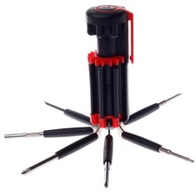 Nuevo 8 1 multifuncional destornillador ranurado y cruzar con iluminación LED herramientas de utilidad conjunto del destornillador negro con Red