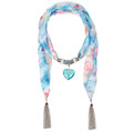 D Exceed 2016 Fall Latest Blue Floral Crystal Heart Shape Pendant Tassel Scarves Snood Echarpe Women