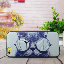 2015 Retail New Brand Cute Animal Cat With Glasses Custom Printed Hard Plastic phone case Cover