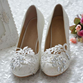 Custom Made White Lace Rhinestone Bridal Shoes 3 Inch Prom High Heels Bridesmaid Shoes Weddding Gown