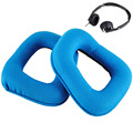 2Pcs Set Soft Replacement Ear Pads Headband Cushion Blue Earpads for Logitech G35 G930 G430