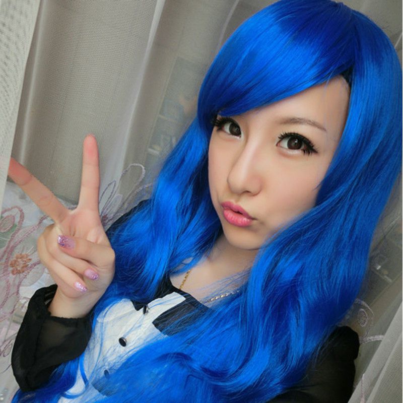 Image of 50 CM Length Harajuku Anime Cosplay Wigs 20Inch Long Curly Synthetic Hair Wig Bangs Blonde Costume Party Wigs For Women 6 Colors