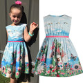 Retail 2017 New Arrival Summer girl dress Sleeveless rabbit pattern tutu dresses for girls baby girl