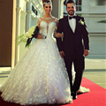 New Arrival Ball Gown Wedding Dresses Long Sleeve Full Tail Trouwjurk Vestido Noiva Wedding Dress 2015
