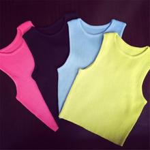 Sleeveless Short Crochet Vest Candy Color Slim Sexy Fitness Bustier Crop Top 2016 Spring Summer Women Casual Tops Tee