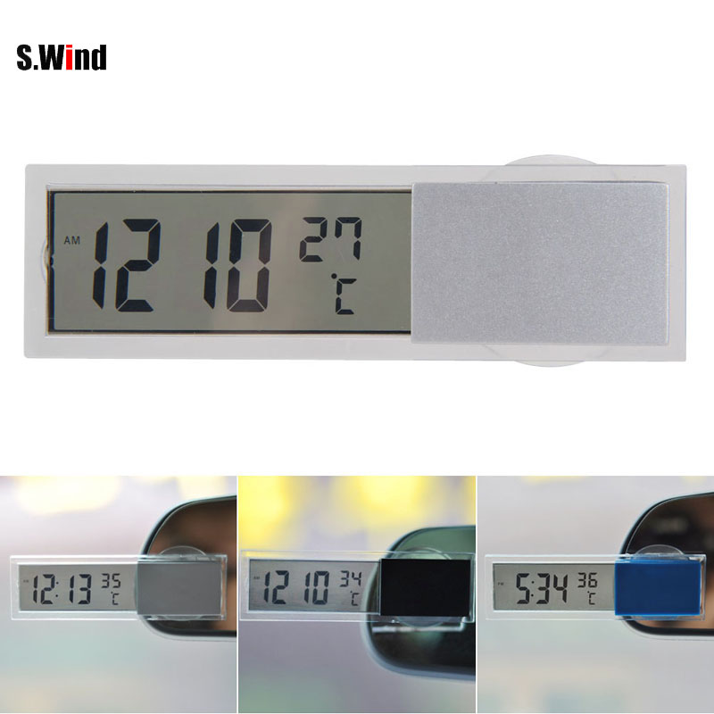 Image of Mini 2 in 1 LCD Digital Auto Car Truck Clock + Thermometer with Suction Cup AG10 Button Cell Battery Operated 90 x 27 x 15mm