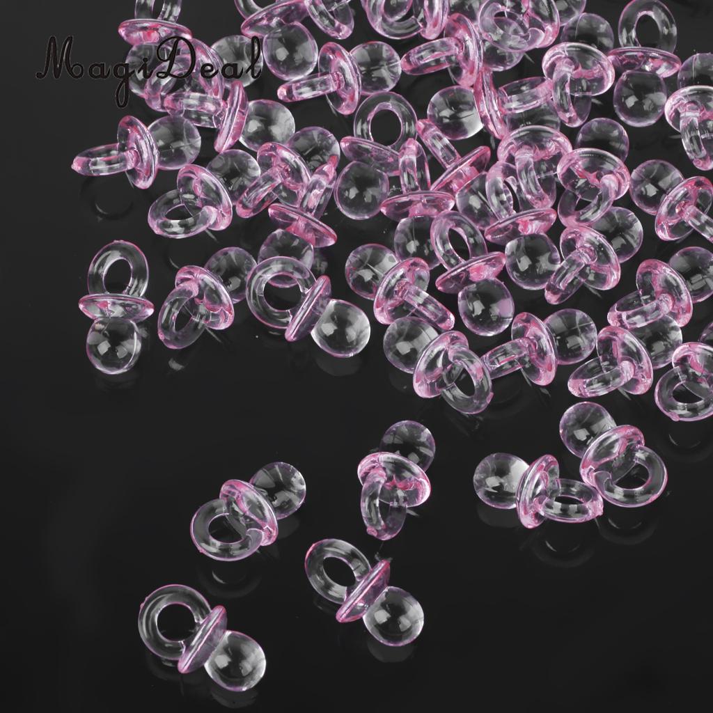 MagiDeal 50pcs/Lot Cute Mini Pacifier Charms Girl Boy Baby Shower Party Favor Nappy Cake Decor Pink