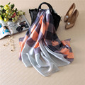 180x90 Women Pure Silk Scarf Digital Printing Brand Big size Shawls Luxury Brand sjaal Long Soft
