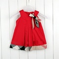2016 fashion baby girls dress summer dresses with Plaid belt kids clothing cute sleeveless dress for