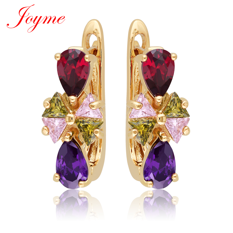 Image of Joyme hoop earrings fashion jewelry colorful CZ stone earrings for women 18k gold plated earrings christmas gift 2015 sae-0128