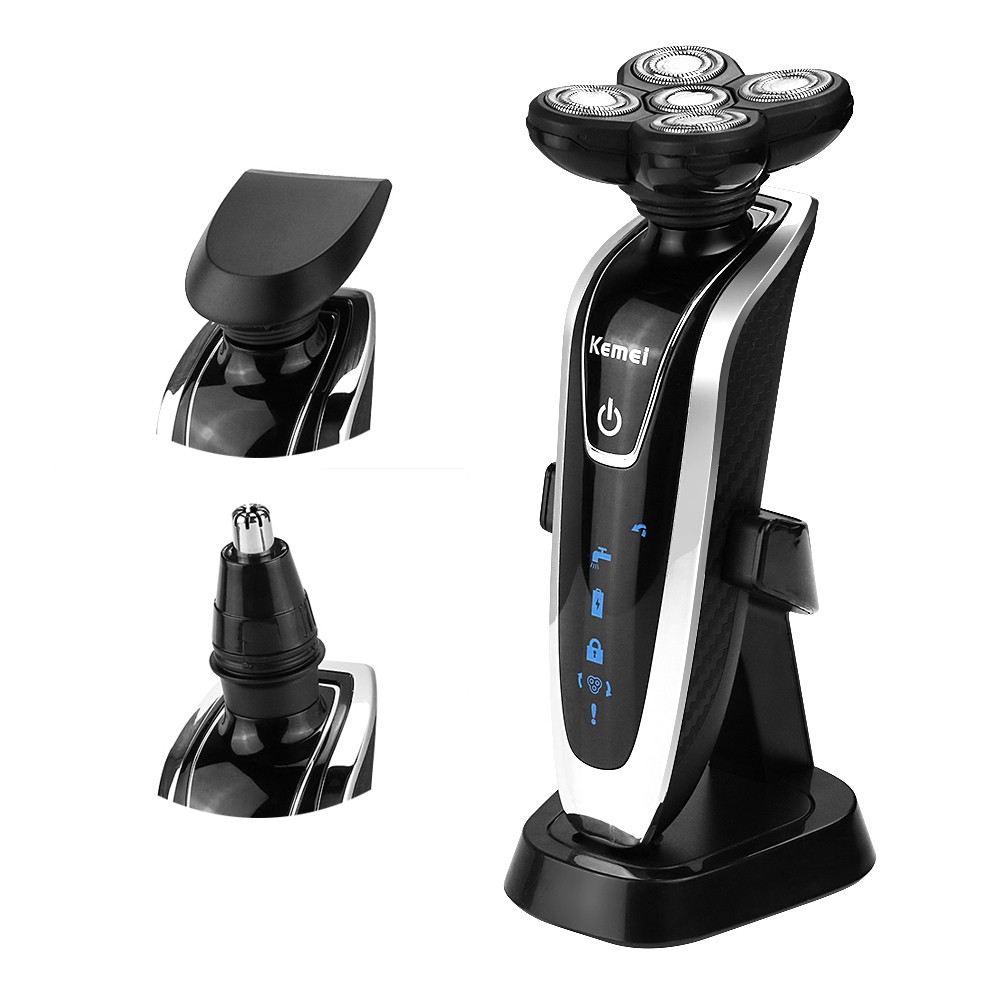 Image of kemei 5D shaver Electric for men face care Razor Rechargeable Washable 5 blades nose Hair Trimmer clipper Beard shaving machine