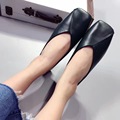 2017 New Black Brown Beige Square Toe Flat Shoes Women Zapatillas Mujer Mocasines Mujer Loafers Women
