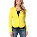 2016 Autumn Women Basic Coats Candy Color Long Sleeve Single Button Casual Women Jacket Slim Ladies