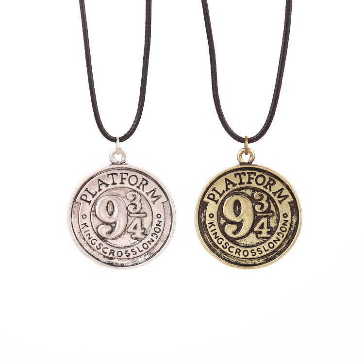 Harry Potter Platform 934 necklace Kings Cross London pendant necklace rope chain moive tv cosplay party