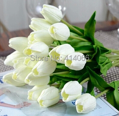 Image of 12 pieces/lot, Artificial flower high quality real touch PU Tulip desktop wedding home decoration gift multi-color