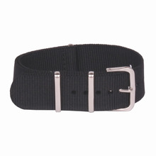 Venta al por mayor caliente de color negro sólido 16 mm ejército de la pulsera militar de la otan relojes correa de Nylon correa tejida de fibra de 16 mm hebilla