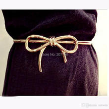 (100 piece/lot) gold plate metal bow dress belt