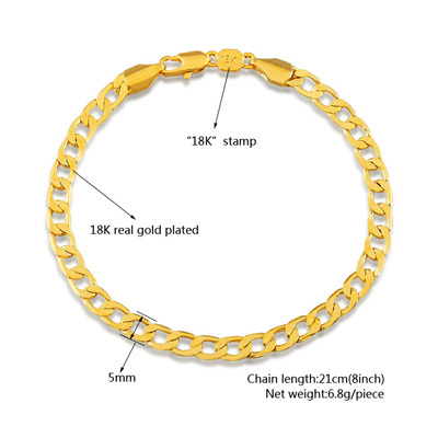 Hot chain bracelet 18k Gold Serpentine chain bracelet Men Women s bracelets bangles B518a