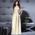 Dressgirl 2016 Cheap Bridesmaid Dresses Under 50 A line High Collar Floor Length Backless Wedding Party