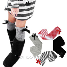 Children’s Cotton Jelly Color Bowtie Stripes  Princess Tube socks TZ396