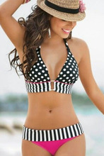 2016 hot sale Sexy Women Swimwear Neoprene Bikini Set Bandeau Push-Up Padded Bra Swimsuit Plue Size XL XXL 3XL G41290