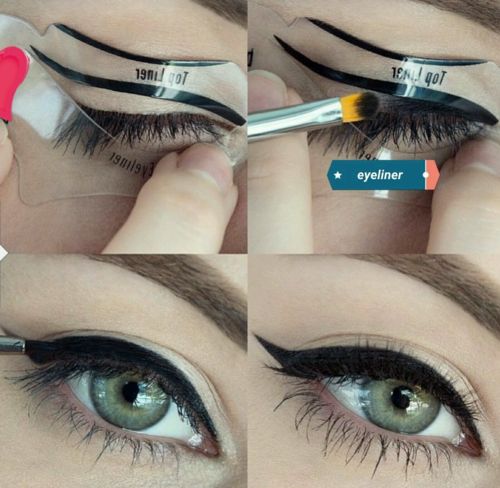 Image of 2pcs Perfect Eye & Smokey Eye Makeup Eyeliner Models Template Top Bottom Eyeliner Card Auxiliary Tools Eyebrows Stencils