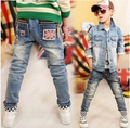 Hurave Free shipping children pants new spring handsome boy jeans kids cowboy pants