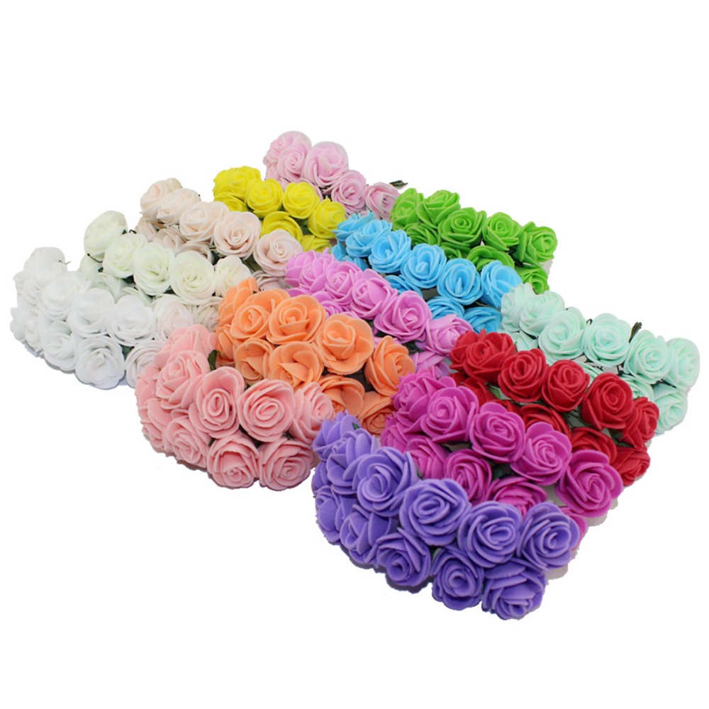 Image of Sale!!! 2.cm head Multicolor PE rose foam mini flower Bouquet solid color/Scrapbooking artificial rose flowers(144pcs/lot)