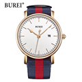 Burei Women Watch Brand Luxury 2016 Fashion Watches Nylon Cloth Date Waterproof Anti reflective Sapphire Quartz