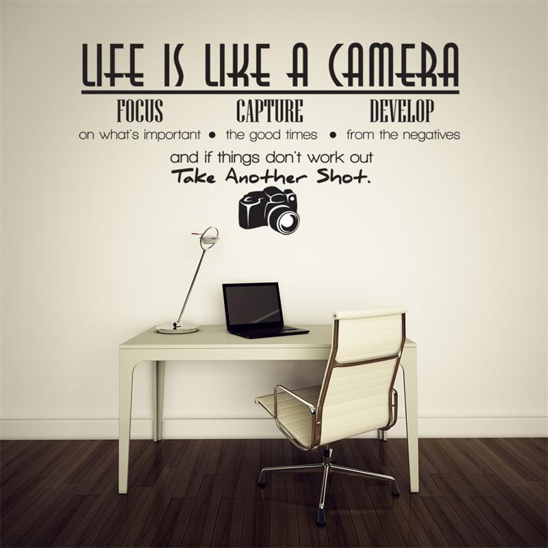 Image of Life is a camera quote wall stickers home decor photograph vinyl adesivo de parede home decoration wall sticker 2010.