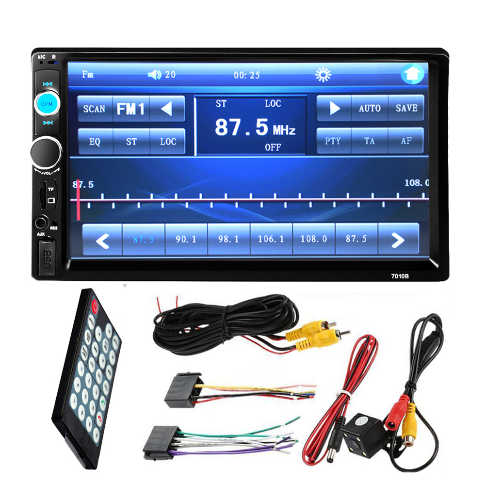 Image of 7" Inch LCD 2 DIN HD Car Radio MP5 Player In-Dash Touch Screen Bluetooth HD Rear View Camera Car Stereo FM + Wireless Remote