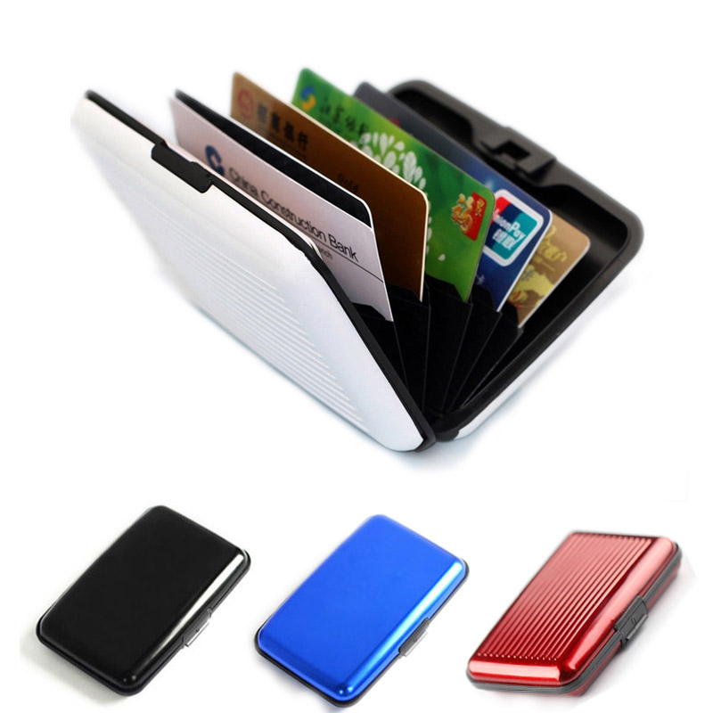 Image of aluminium Business cardholder credit card holder aluma rfid aluminum wallet case metal kardxolder holders pocket solid women men